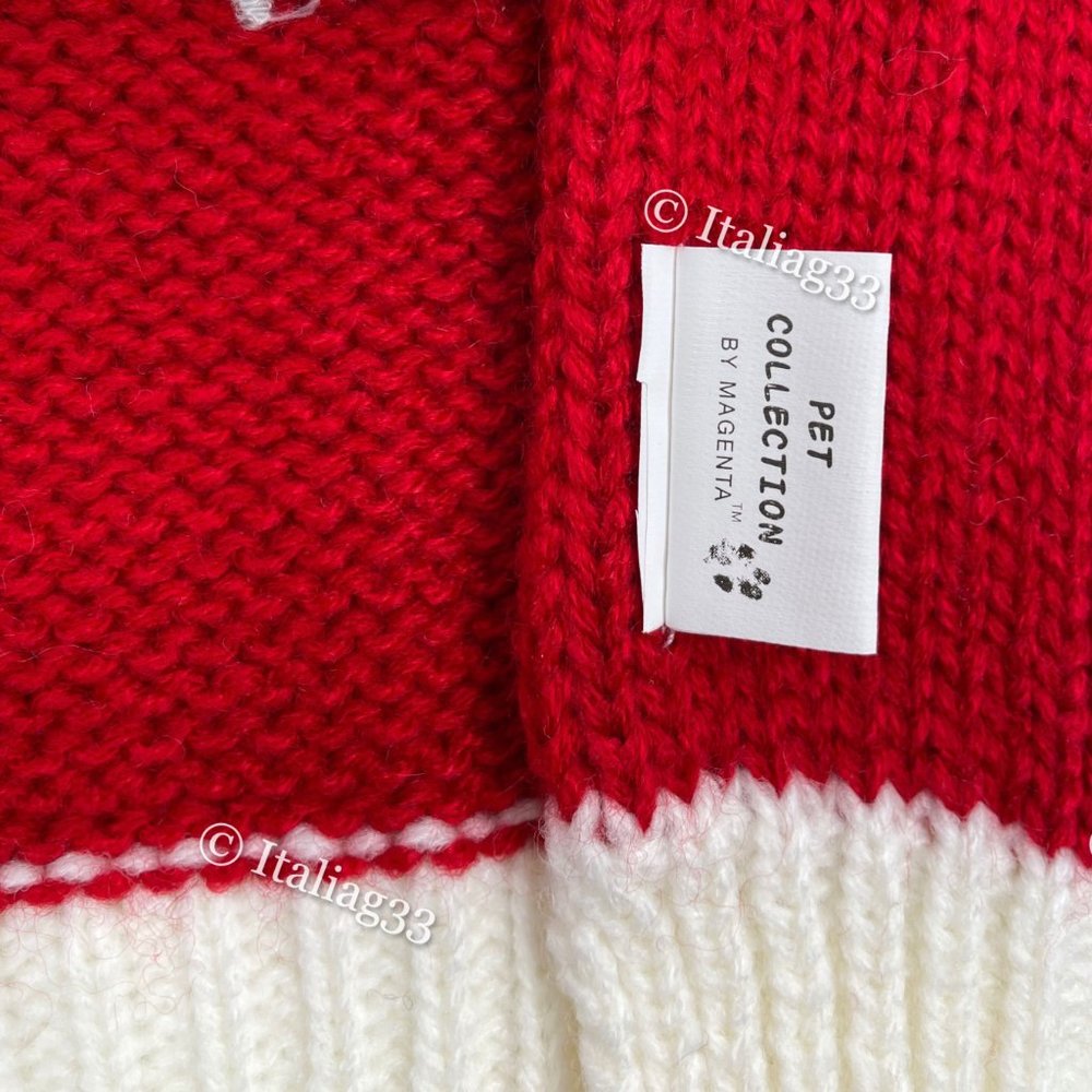 Rae Dunn Dog Sweater PAW HUMBUG Sz Small Winter Coat Clothing Red & Cream NEW - Picture 7 of 9